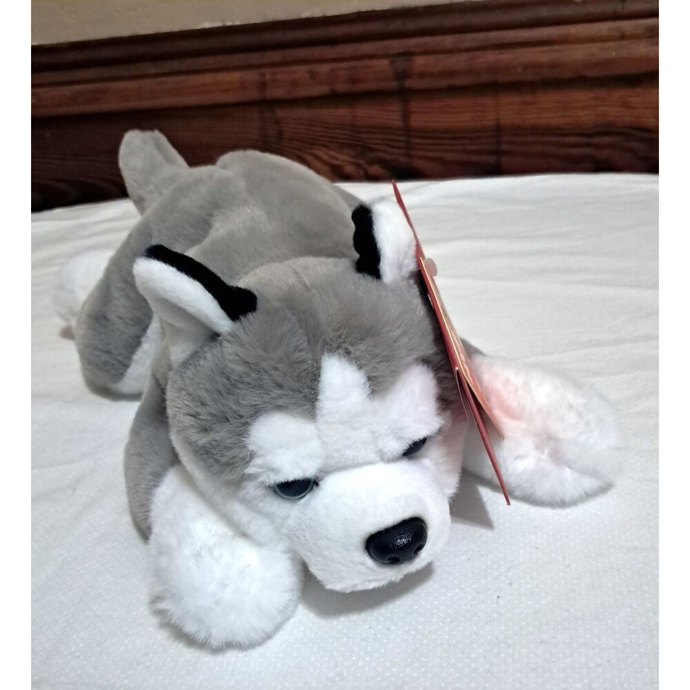 FAO Schwarz Adopt-A-Pets Husky Dog Plush 14" Stuffed Animal Gray White New